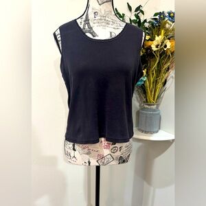 Christopher & Banks Black Sleeveless waist Legnth Tank Top size Medium